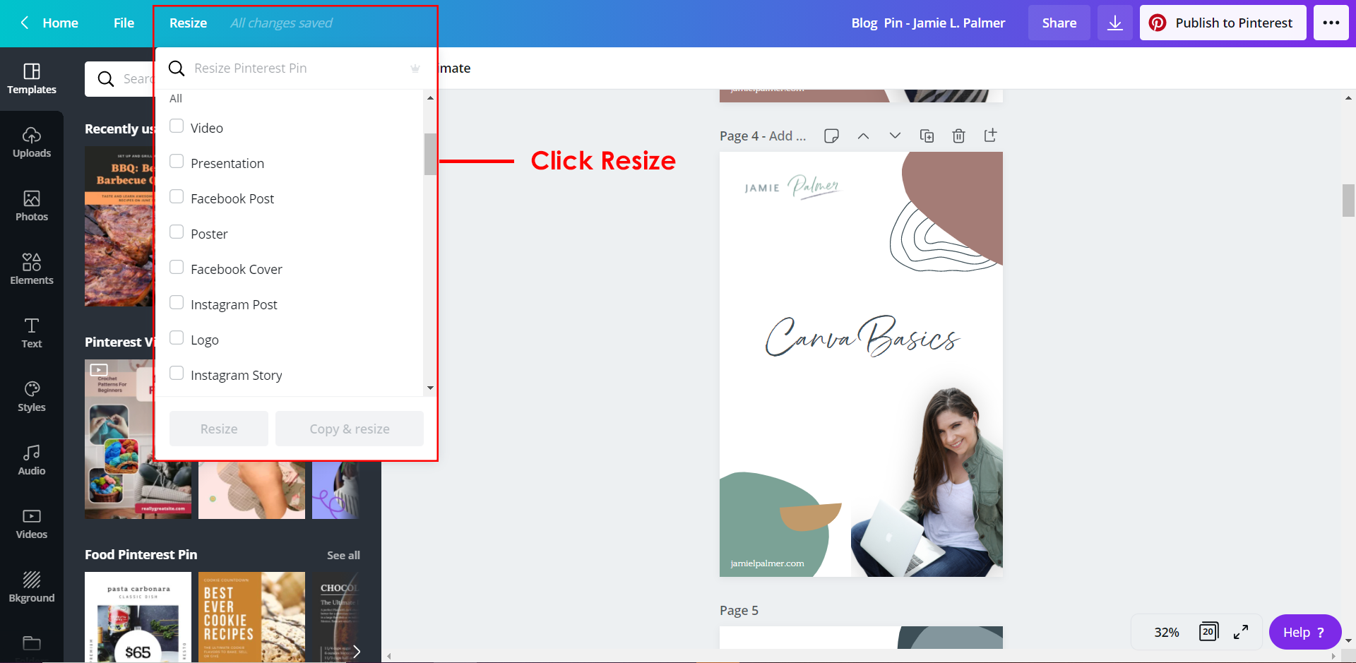 Canva resize image