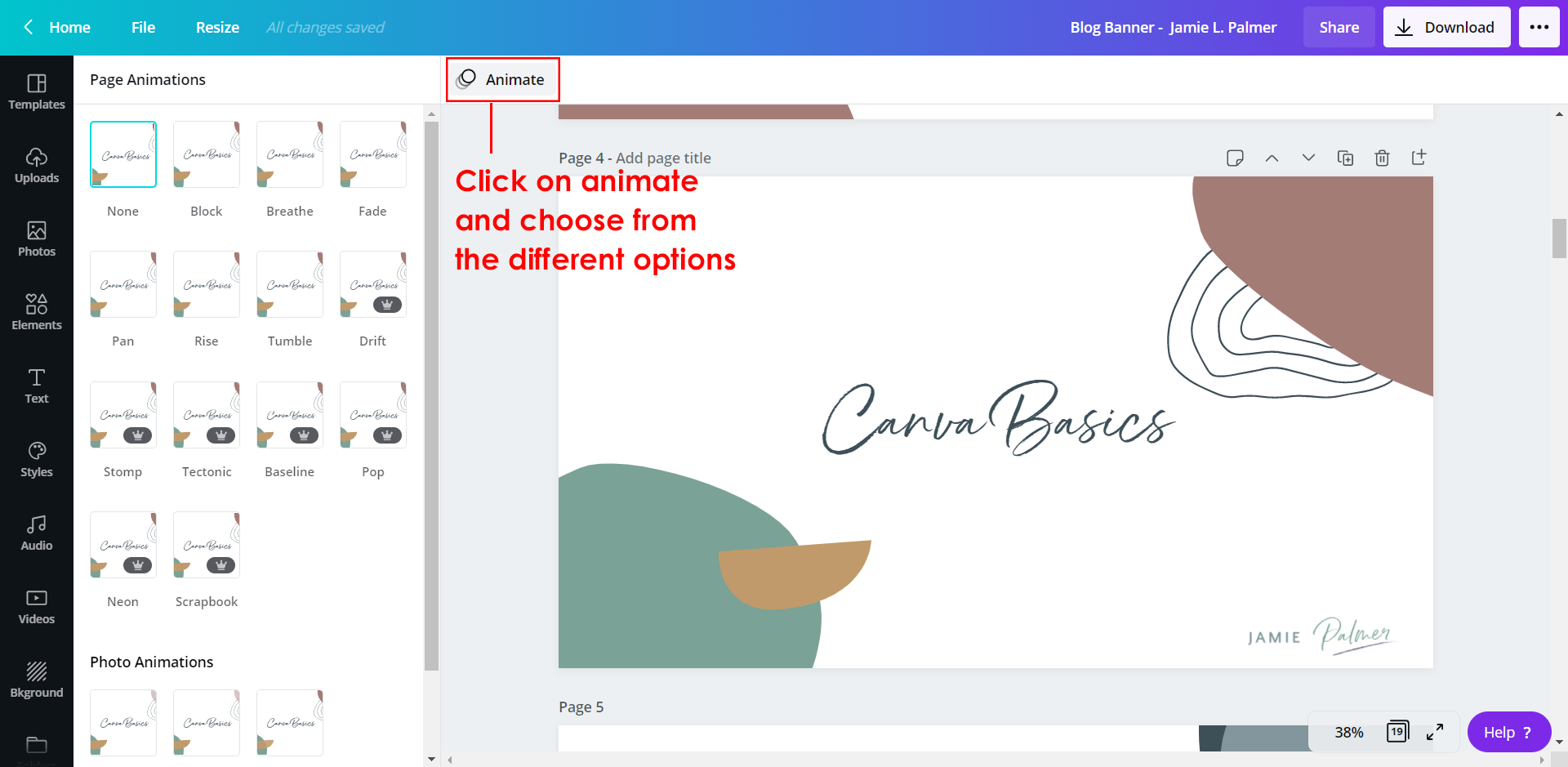 canva animation feature